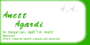 anett agardi business card